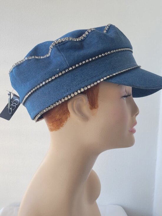 C&G New York Blue Denim Rhinestone Newsboy Cap main image 10
